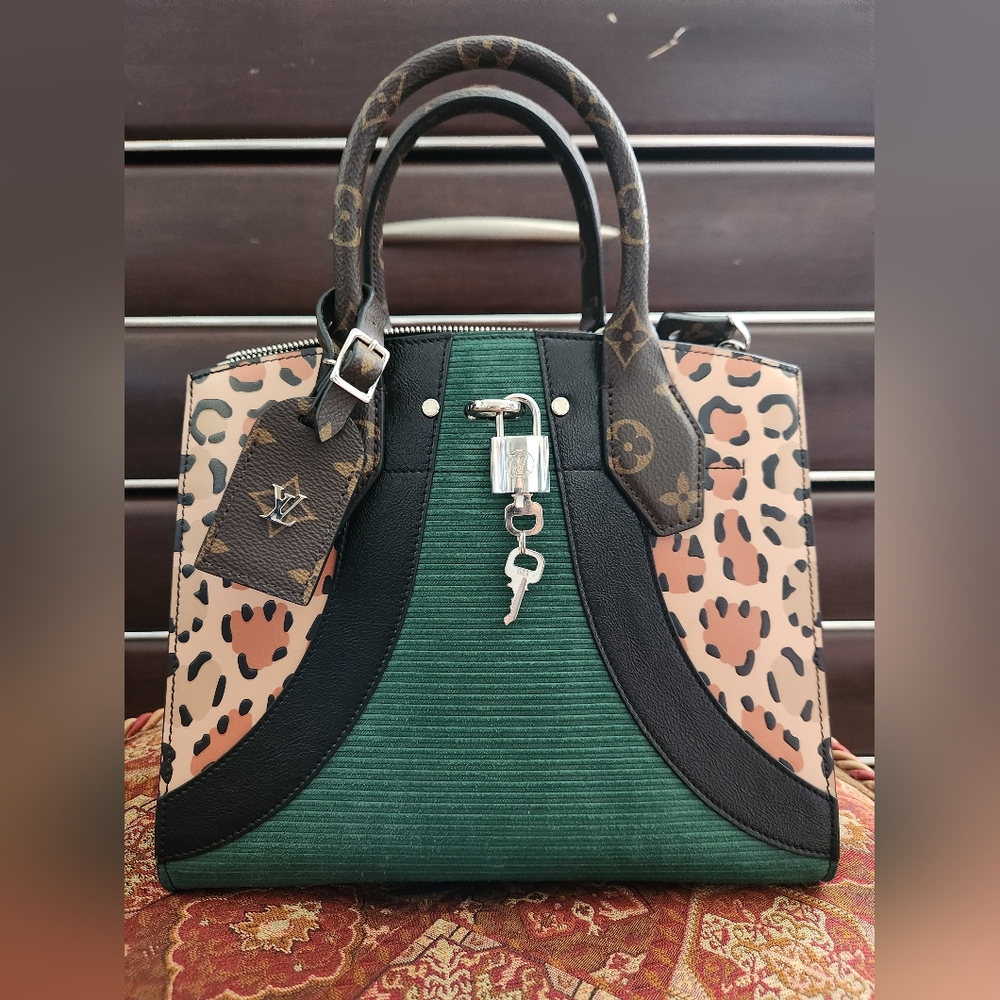 Louis Vuitton Leopard Print Calfskin Corduroy City Steamer PM